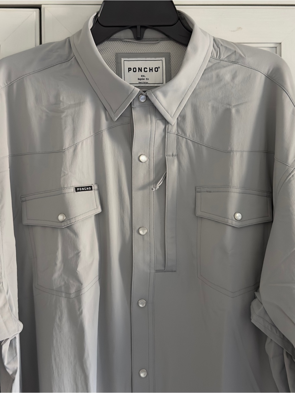 Poncho The San Saba Long Sleeve Shirt in Grey Men's Size XXL Regular Fit - Picture 3 of 10